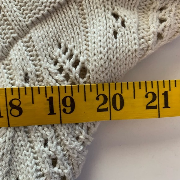 CABI Cream Beige Cotton Crochet Knit Open Front Circle Shawl Cardigan Sweater - Picture 15 of 16